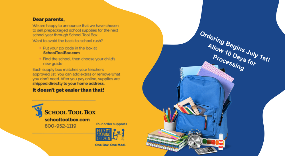 School Supplies with blobs and info for ordering