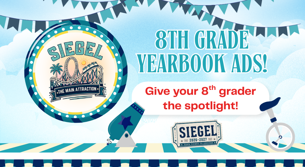 8th grade yearbook ad with image of carnival and text that gives information on how to clebrate your students journey