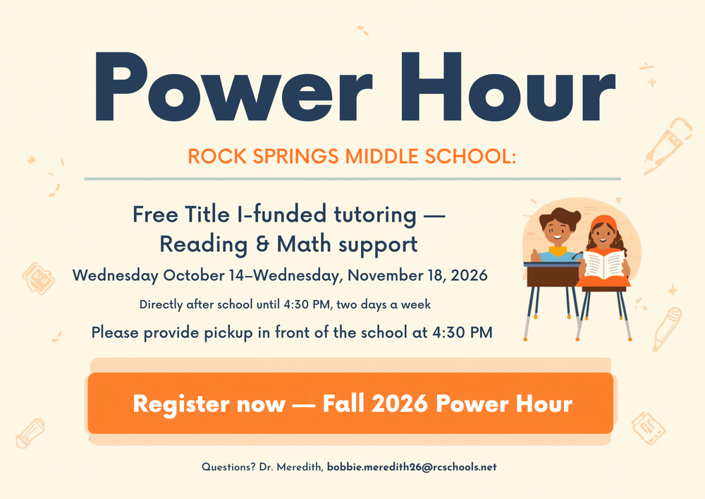 RSMS-Fall Power Hour Flyer showing the dates and registration details.