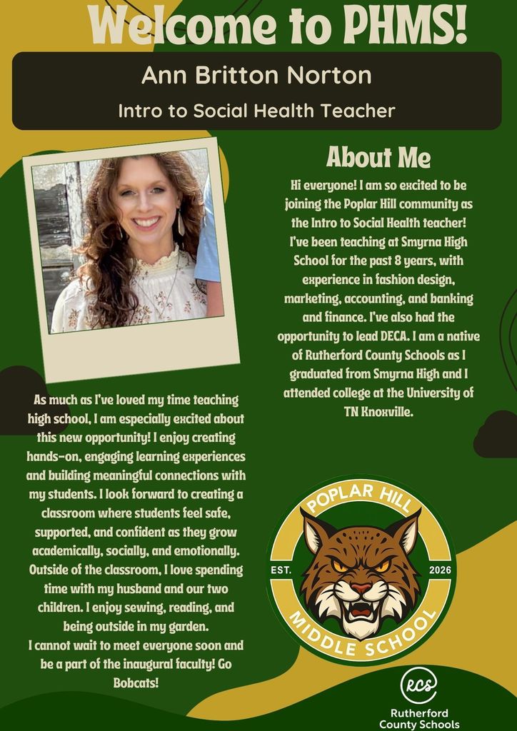 An image of a flyer for a teacher introduction. It features an image of a woman, Ann Britton Norton, and text.