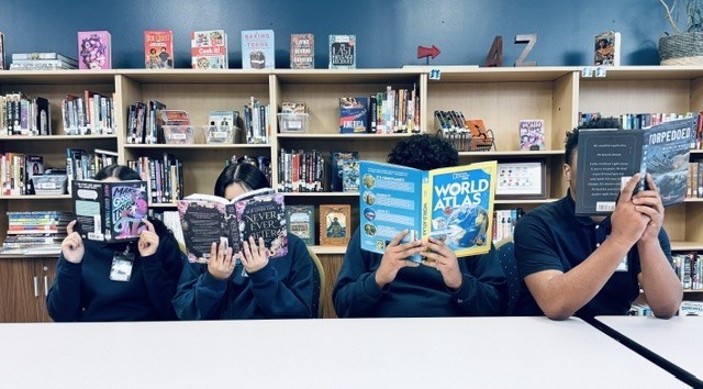 students pretending to read