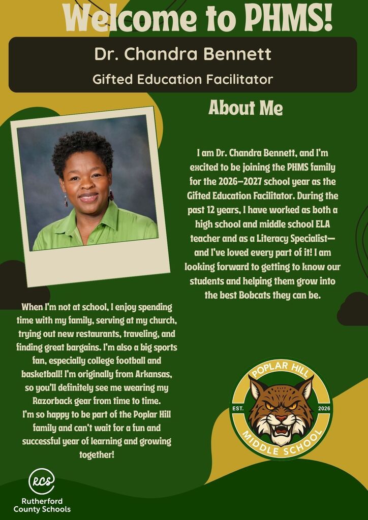 Advertisement with green background and black text introduces Dr. Chandra Bennett. Photo of woman smiling is on left.