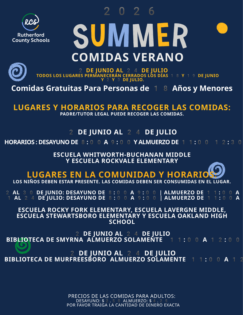2026 Summer Meal program info in Spanish