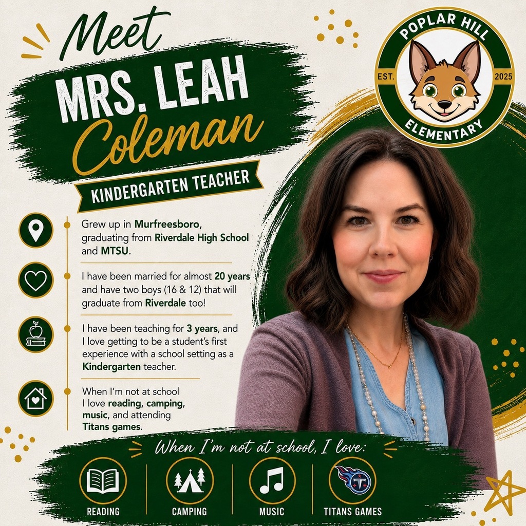 An ad for a kindergarten teacher with a smiling woman, name Mrs. Leah Coleman, and her background.