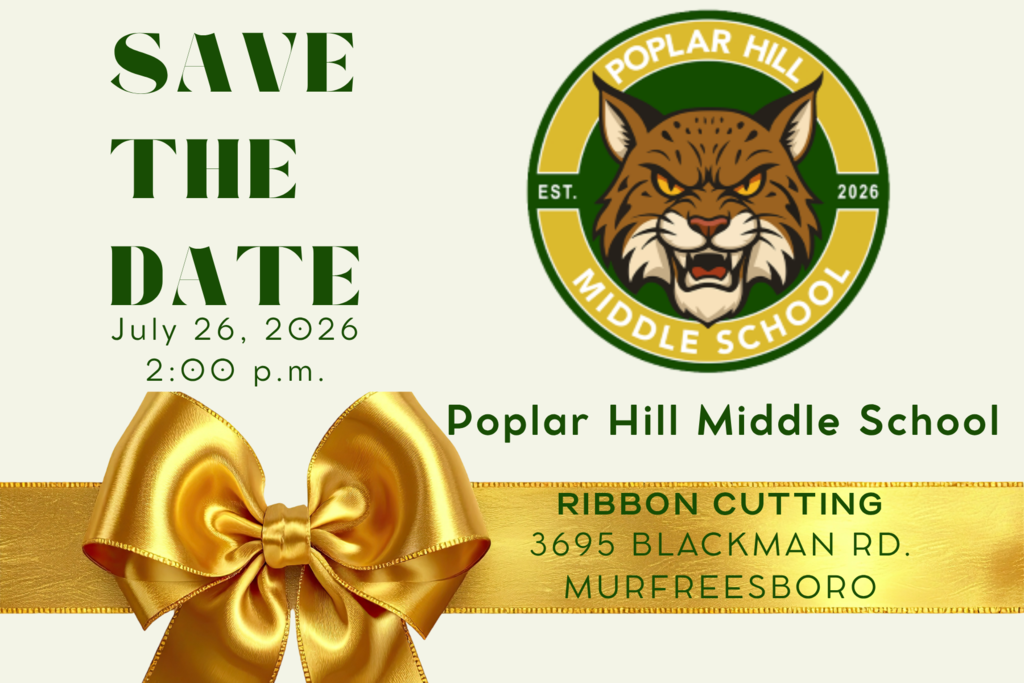 An invitation for Poplar Hill Middle School with an animal logo, date, time, and address.