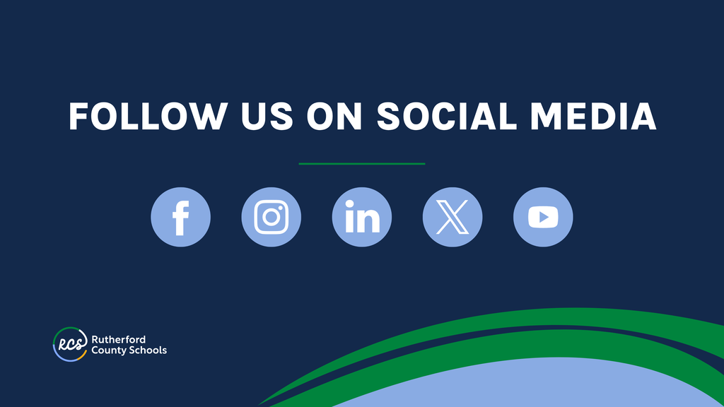 Blue background with text, "Follow us on social media" in white font. Logos of Facebook, Instagram, LinkedIn, Twitter, and YouTube.