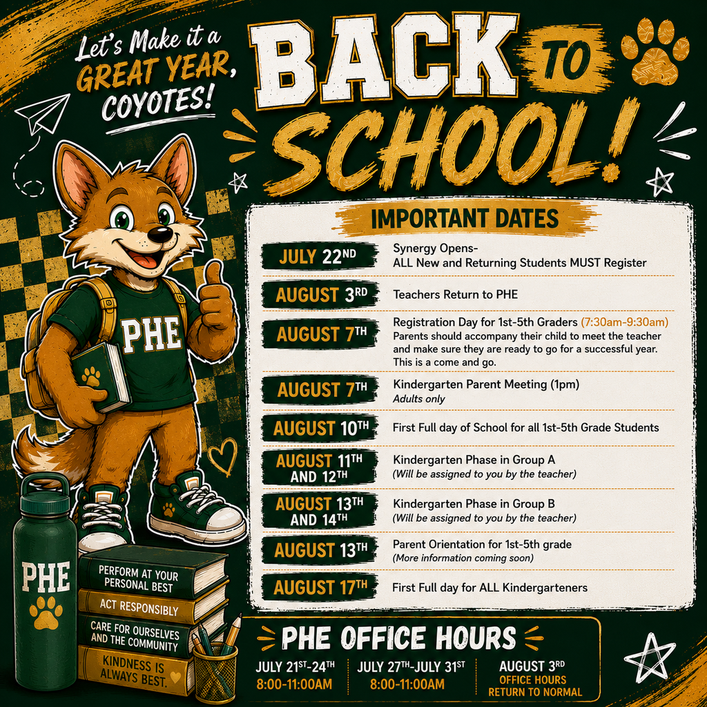 A school flyer with a fox mascot, showing dates and times for back to school activities.