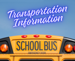 A yellow school bus with the words "SCHOOL BUS" and "EMERGENCY DOOR" on the back. Bright sky in the background with the words Transformation Information.
