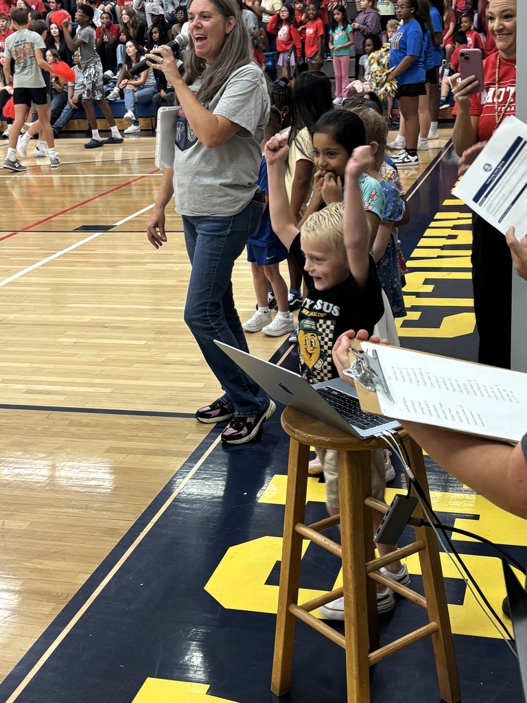 A person stands on a stool with a laptop while a crowd watches; a woman holds a microphone.