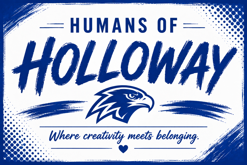 Humans of Holloway Logo with a quote, where creativity meets belonging