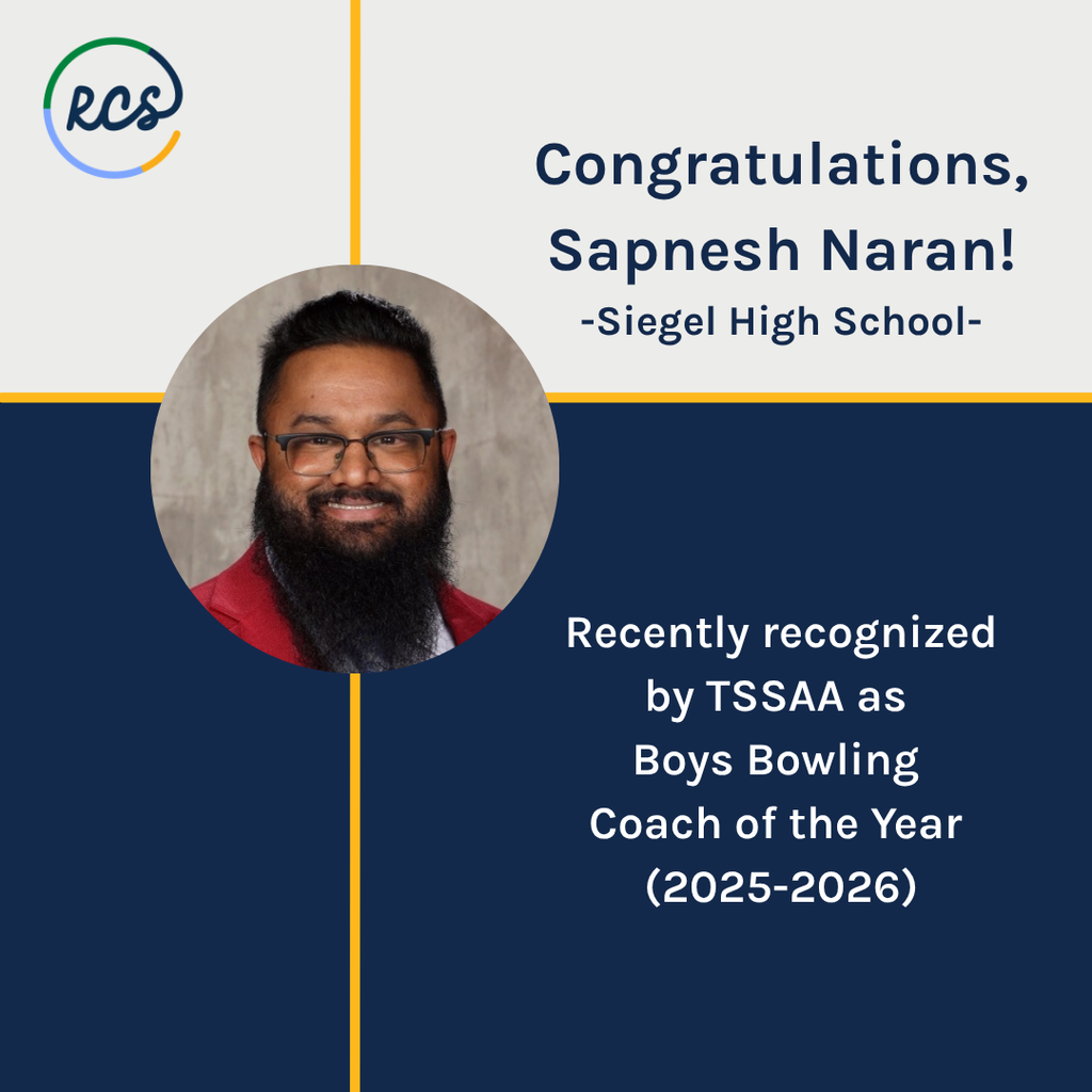 A blue background with white text and an image of a man. It reads "Congratulations, Sapnesh Naran! Siegel High School."