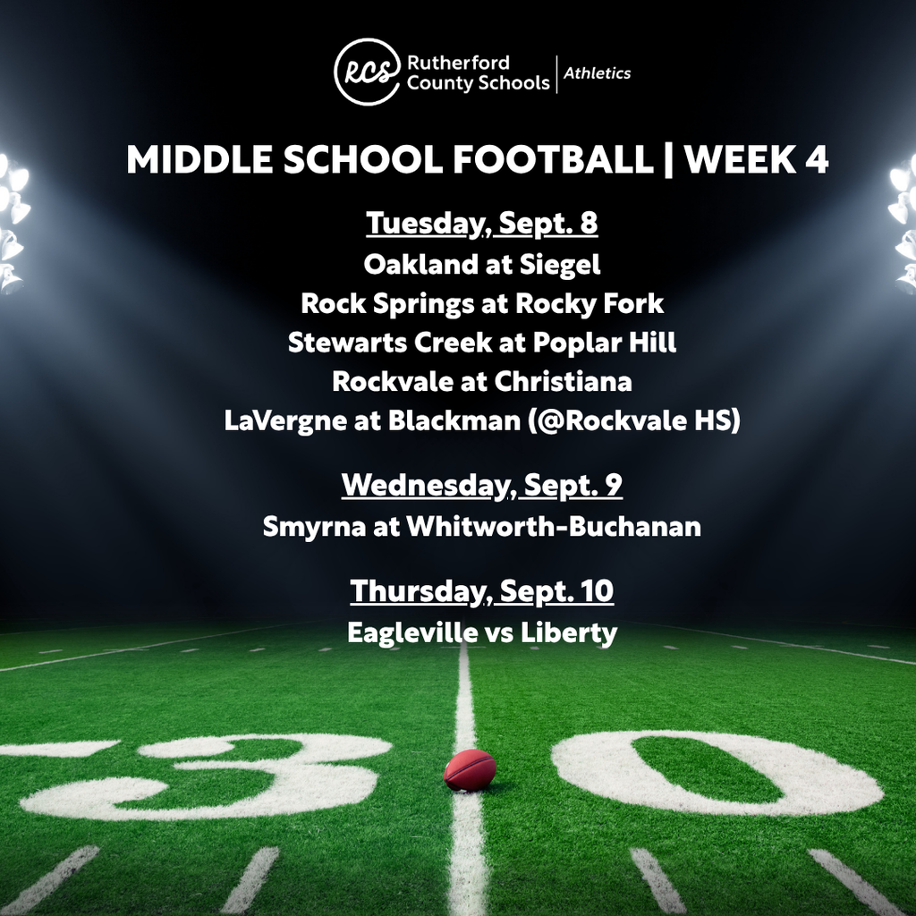 A football field shows game schedule for week 4. The teams and dates are listed above the field.