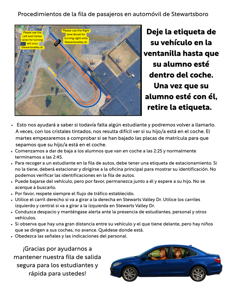 Document with a map shows Stewartsboro vehicle lane information. Yellow and white text on map. Blue car in lower right corner.