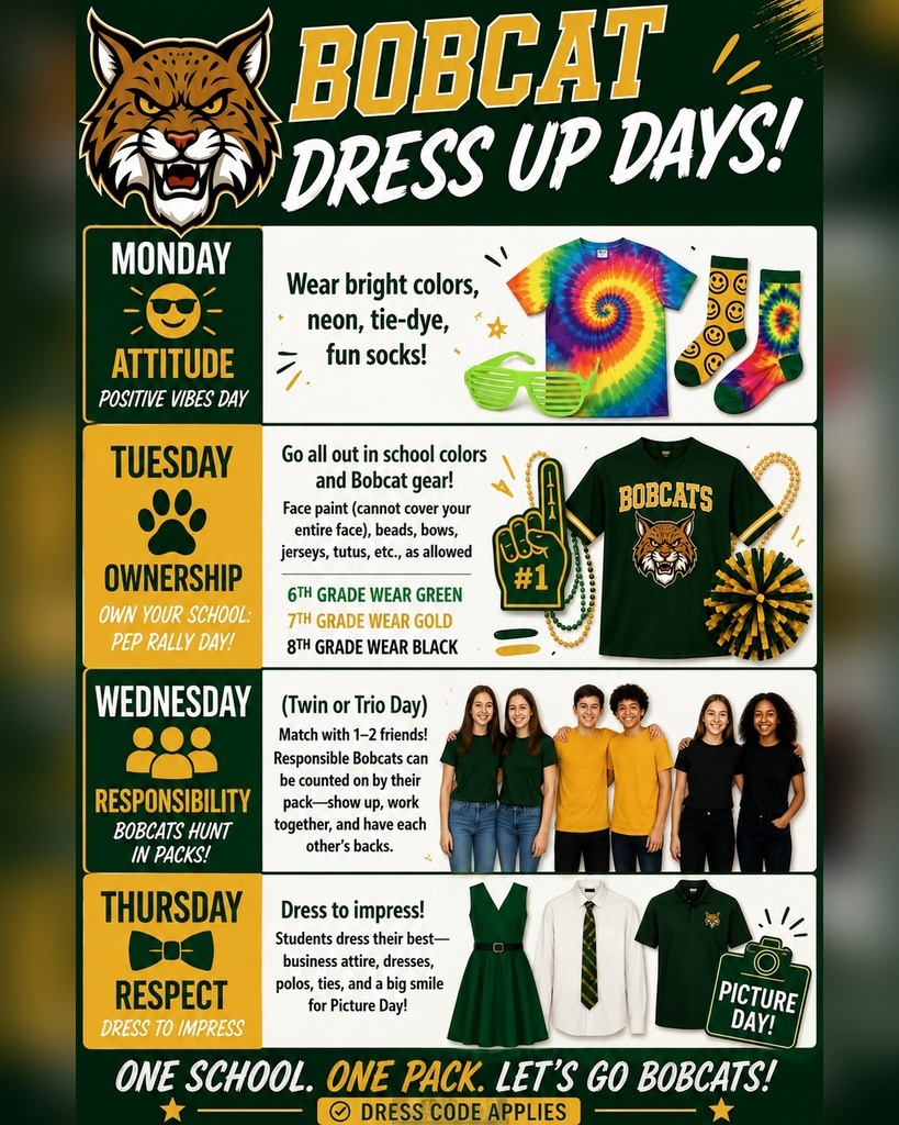 poster with dress up days listed