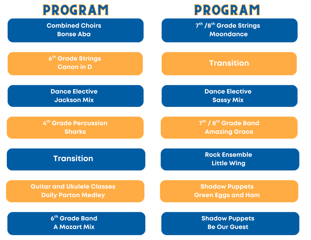 Blue and yellow program lineup