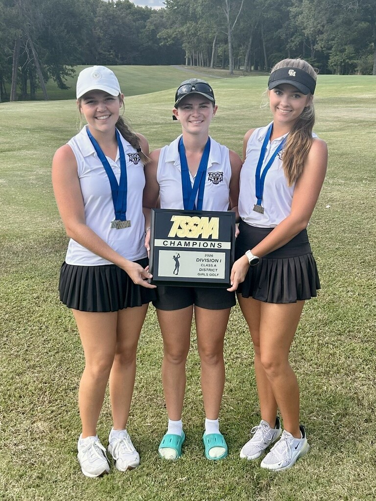 TSSAA District golf winners from Central Magnet hold plaque