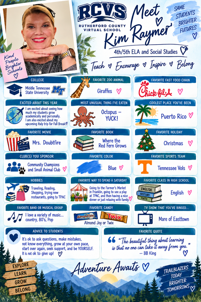 An infographic featuring a smiling woman, a tropical background, and text about educational achievements, favorite activities, and quotes.