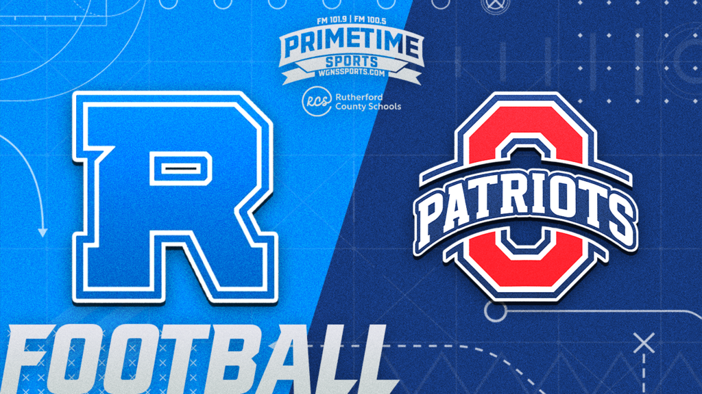 Blue and white background with logos: "R" in blue and "Patriots" in red and white.