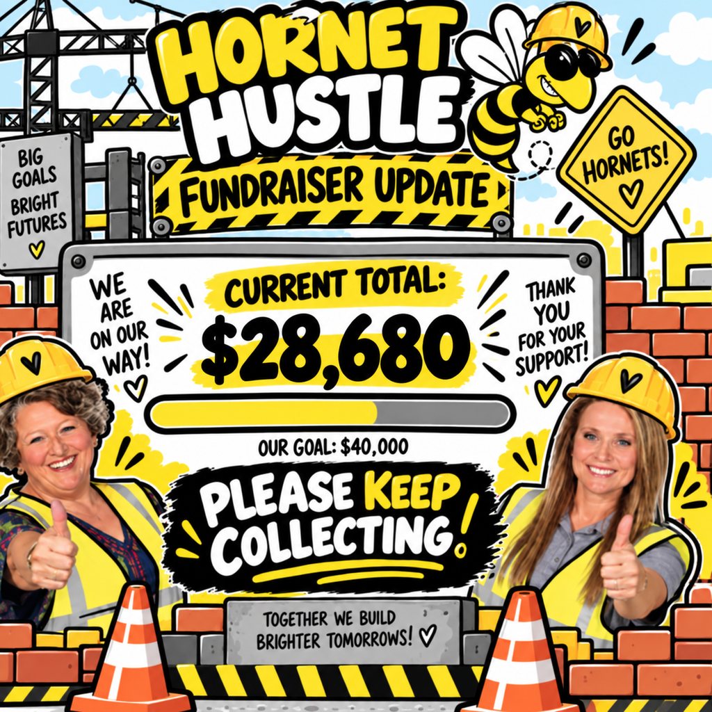 Cartoon image with two women in construction gear with a current total of $28,680. Goal is $40,000.