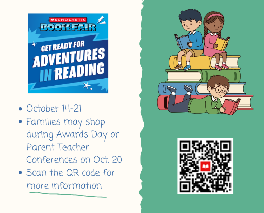 Scholastic Book Fair announcement: October 14 - 21 