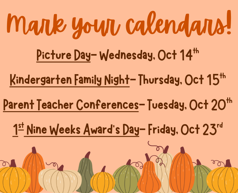 A list of important October dates.
