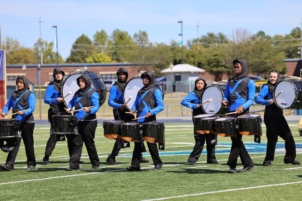 High school drumline at marching band contest