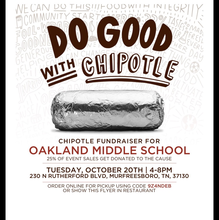 spirit night at Chipotle on Rutherford Oct 20