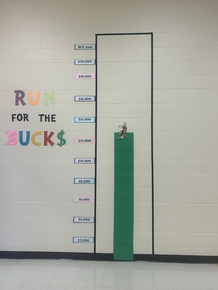 BCE’s school wide progress tracker for Run for the Buck$