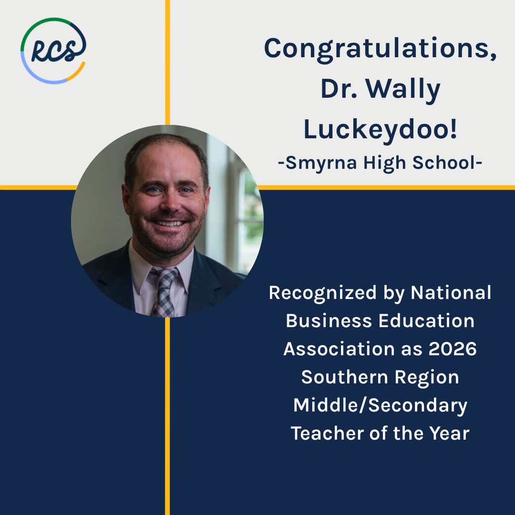 Blue background with text "Congratulations, Dr. Wally Luceydoo!" Photo of man smiling in suit and tie.