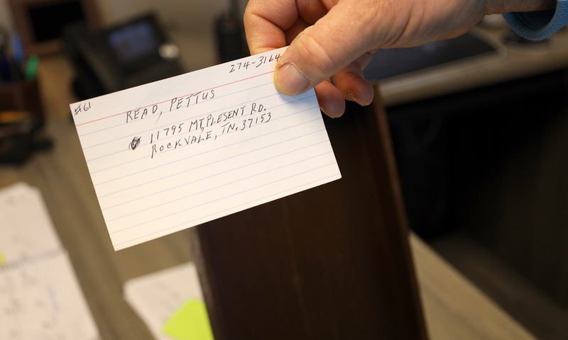 Picture of note card containing student info from early to mid 1900s