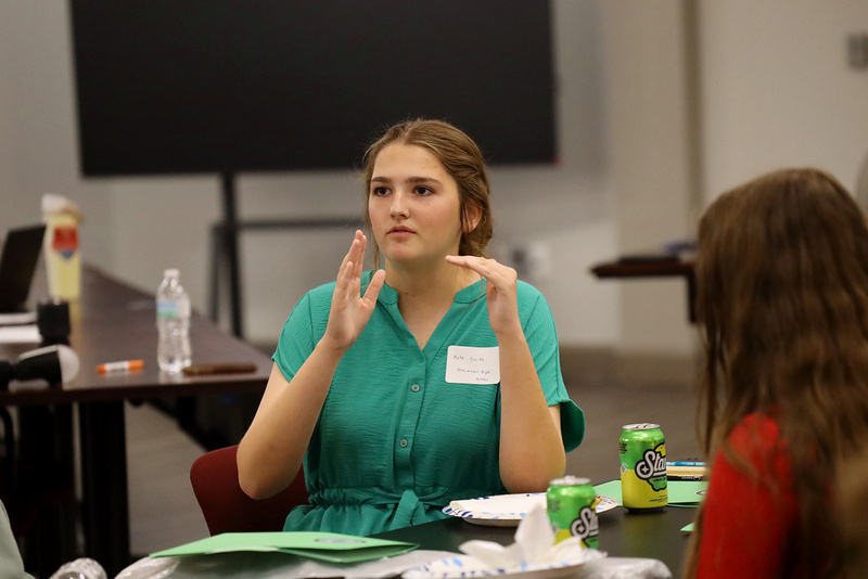 A member of the Student Advisory Council discusses items from her experience.