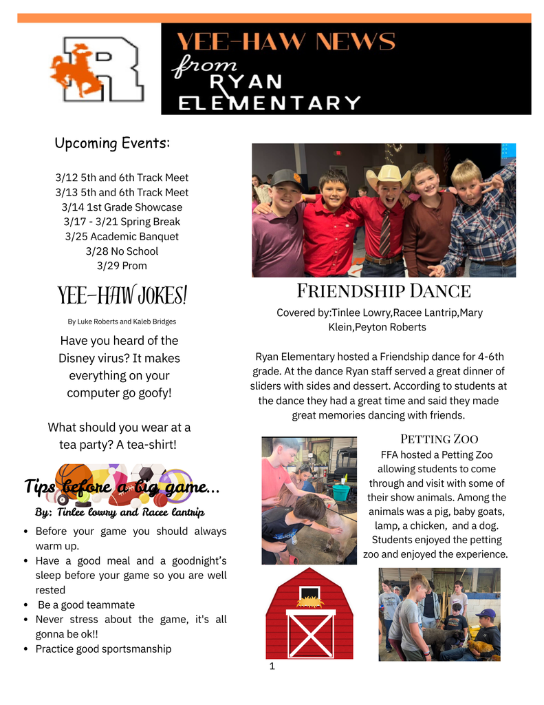 Yee-Haw News Ryan Elementary 1