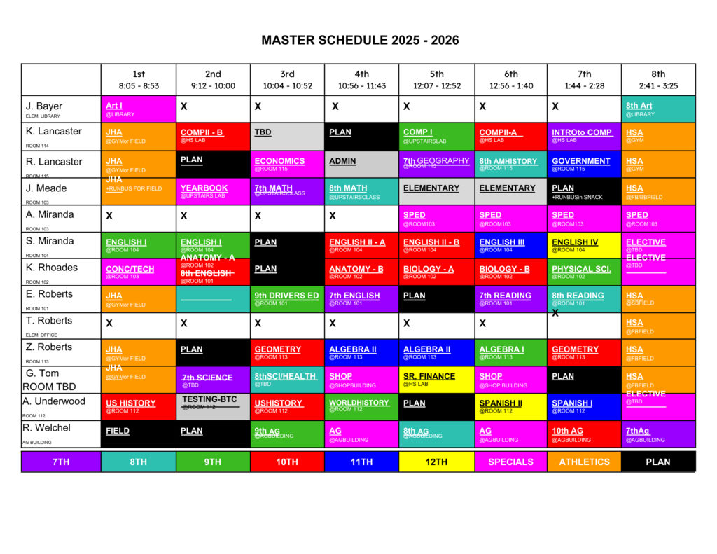 Class Schedule 25-26