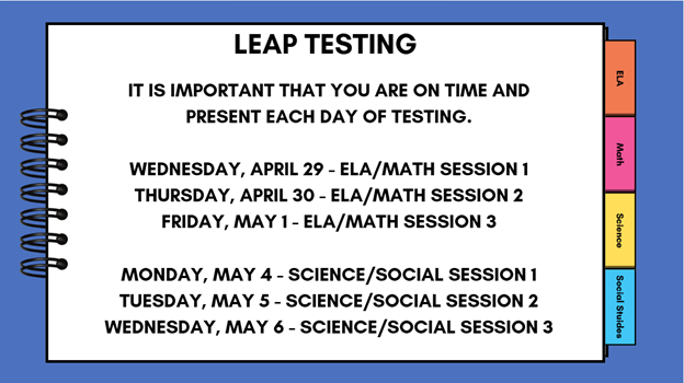 LEAP TESTING SCHEDULE