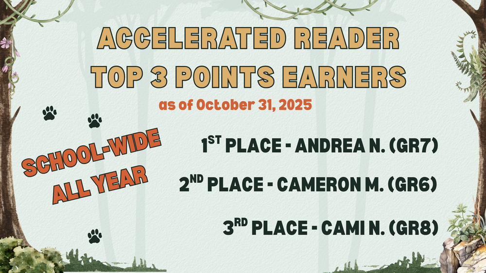 Accelerated Reader High Points and Brag Tags - Oct. 2025