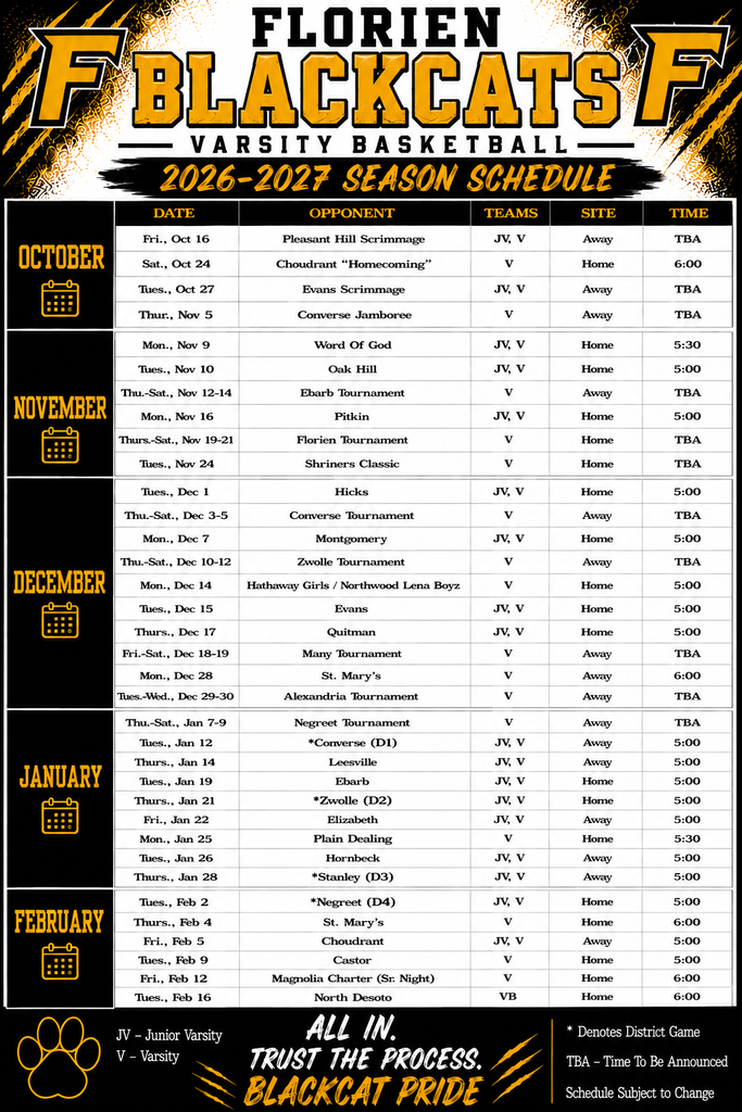 Varsity Schedule