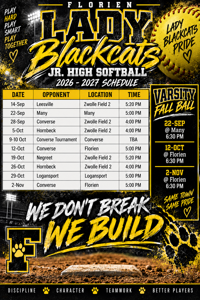 Lady Blackcat Softball Fall Schedule!