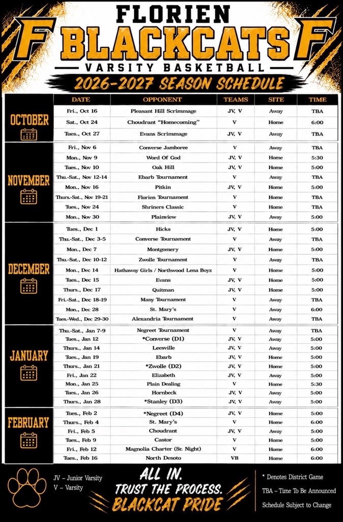 Varsity Schedule