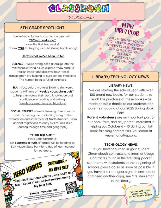 MJHS September 2025 Newsletter - back