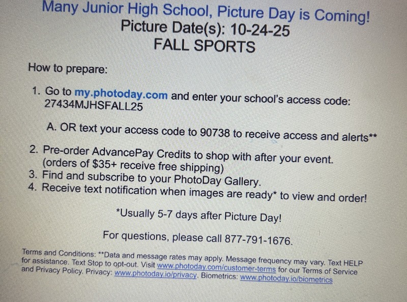 Picture Day Online Order Information