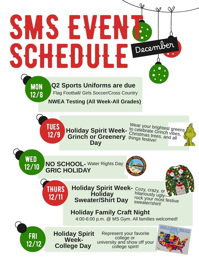 SMS Event Schedule (Week of 12/8)