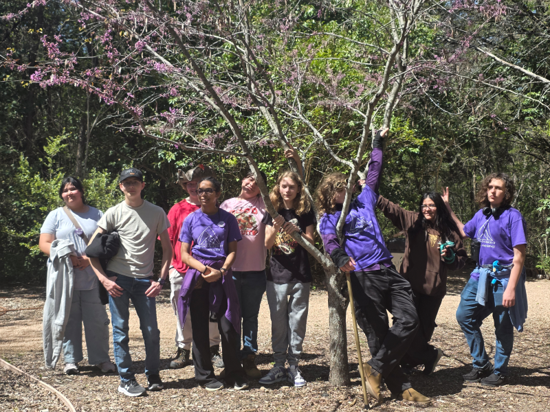 students at arboretum