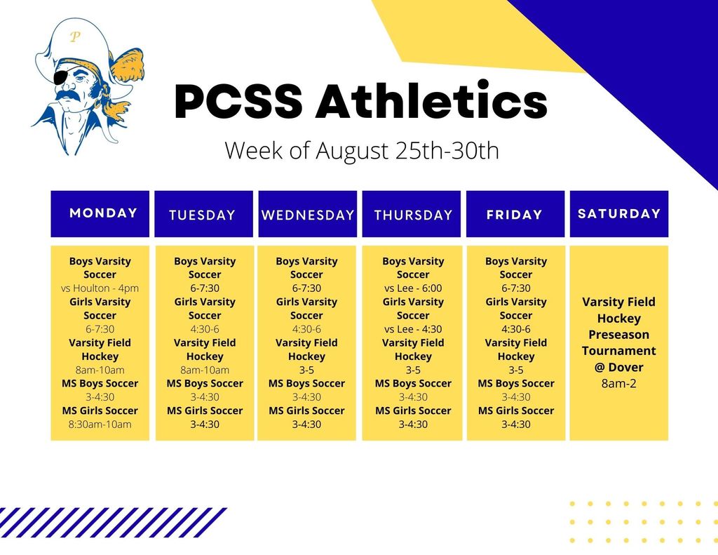8/25-8/30 SCHEDULE