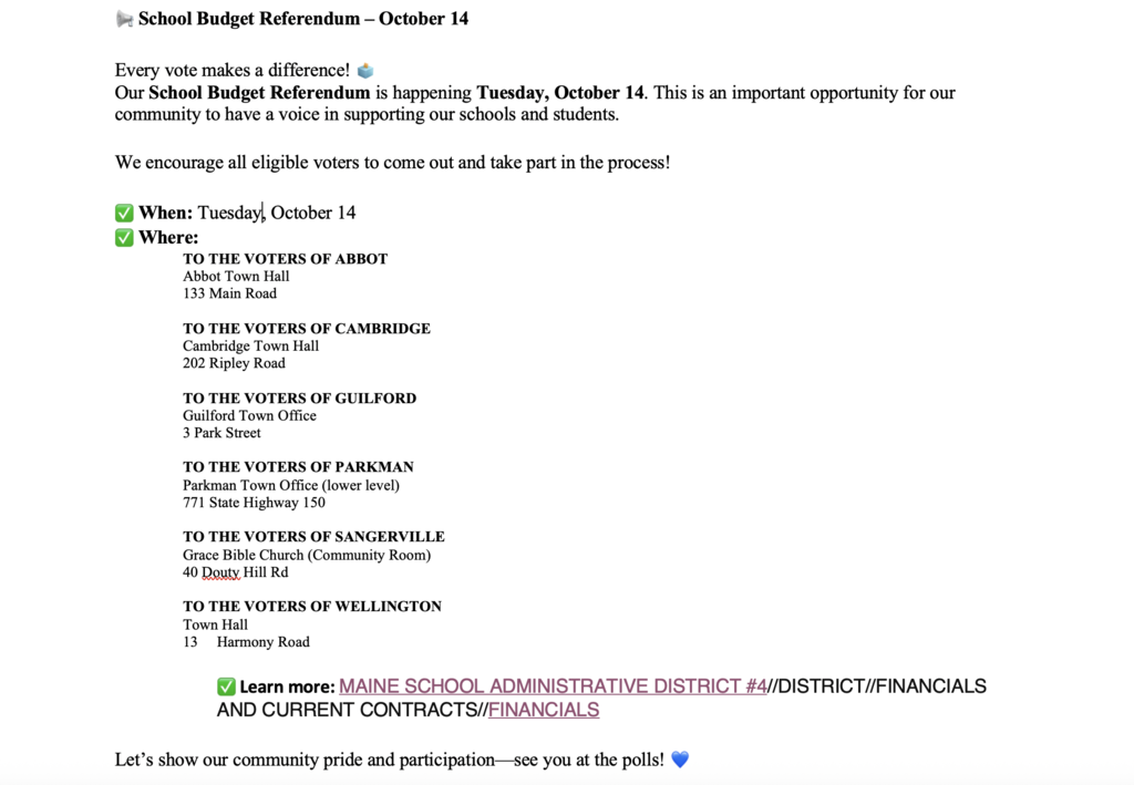 Tuesday Budget Referendum Vote