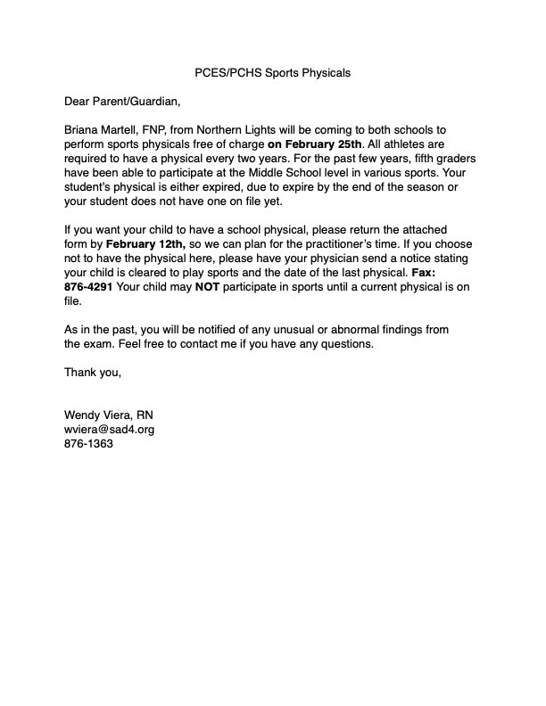 spring physicals notic