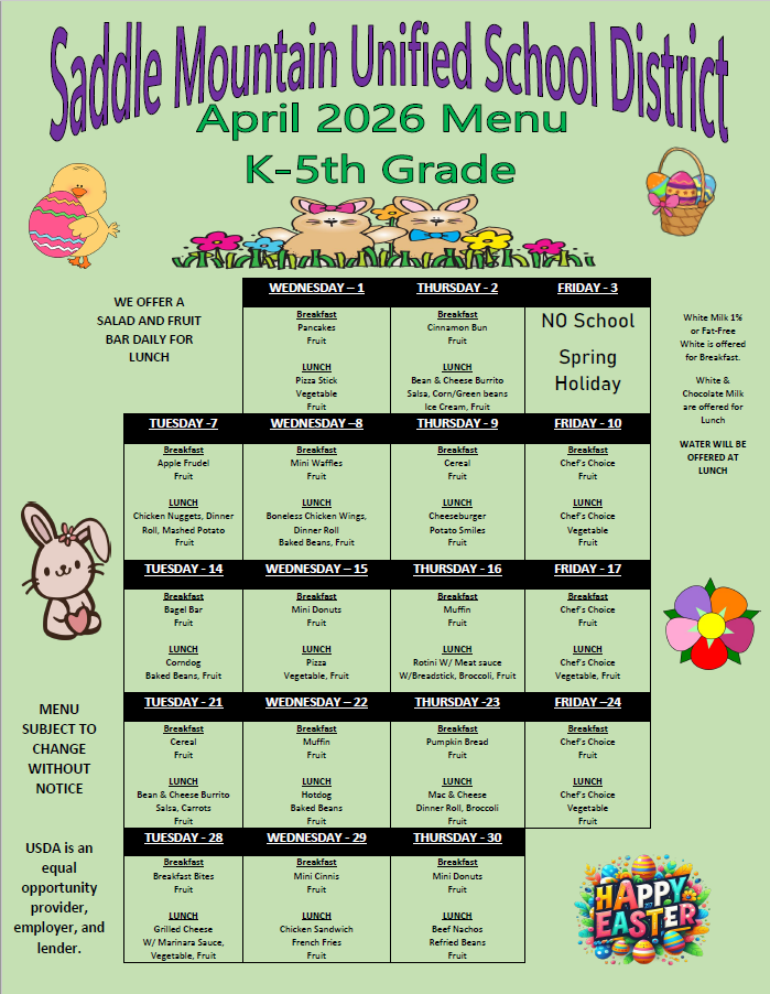 April 2026 Meal Calendar