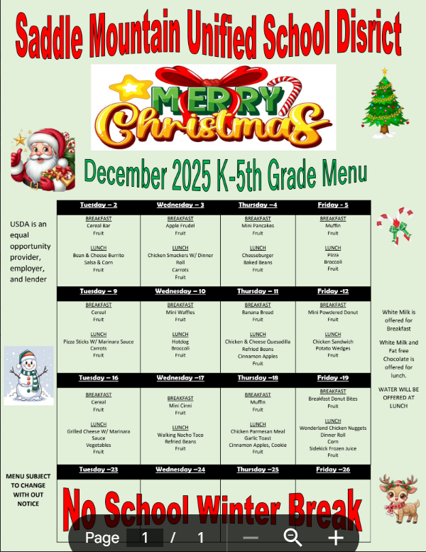 Dec 25 Menu