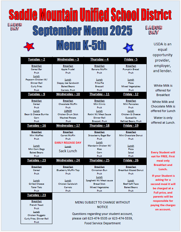 September Meal Calendar