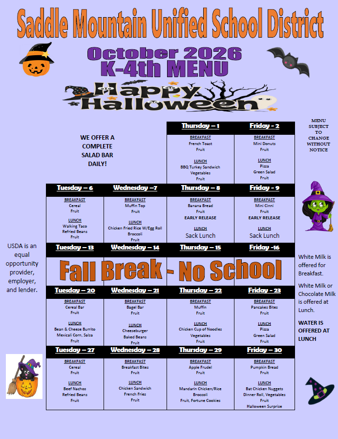 Oct '26 Meal Calendar