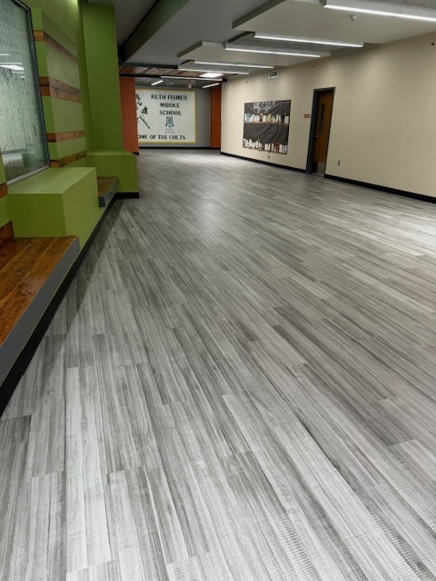New flooring in the 300 Building Hallways